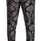 Elegant Jacquard Dress Pants in Black & Silver