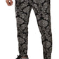 Elegant Jacquard Dress Pants in Black & Silver