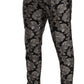 Elegant Jacquard Dress Pants in Black & Silver