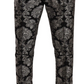 Elegant Jacquard Dress Pants in Black & Silver