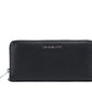 Jet Set Travel Large Black Leather Silver Continental Wrist Wallet