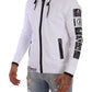 Chic White Hooded Zipper Sweatshirt Jacket