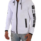 Chic White Hooded Zipper Sweatshirt Jacket