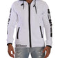 Chic White Hooded Zipper Sweatshirt Jacket