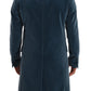 Elegant Blue Velvet Overcoat Jacket