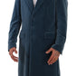 Elegant Blue Velvet Overcoat Jacket