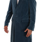 Elegant Blue Velvet Overcoat Jacket