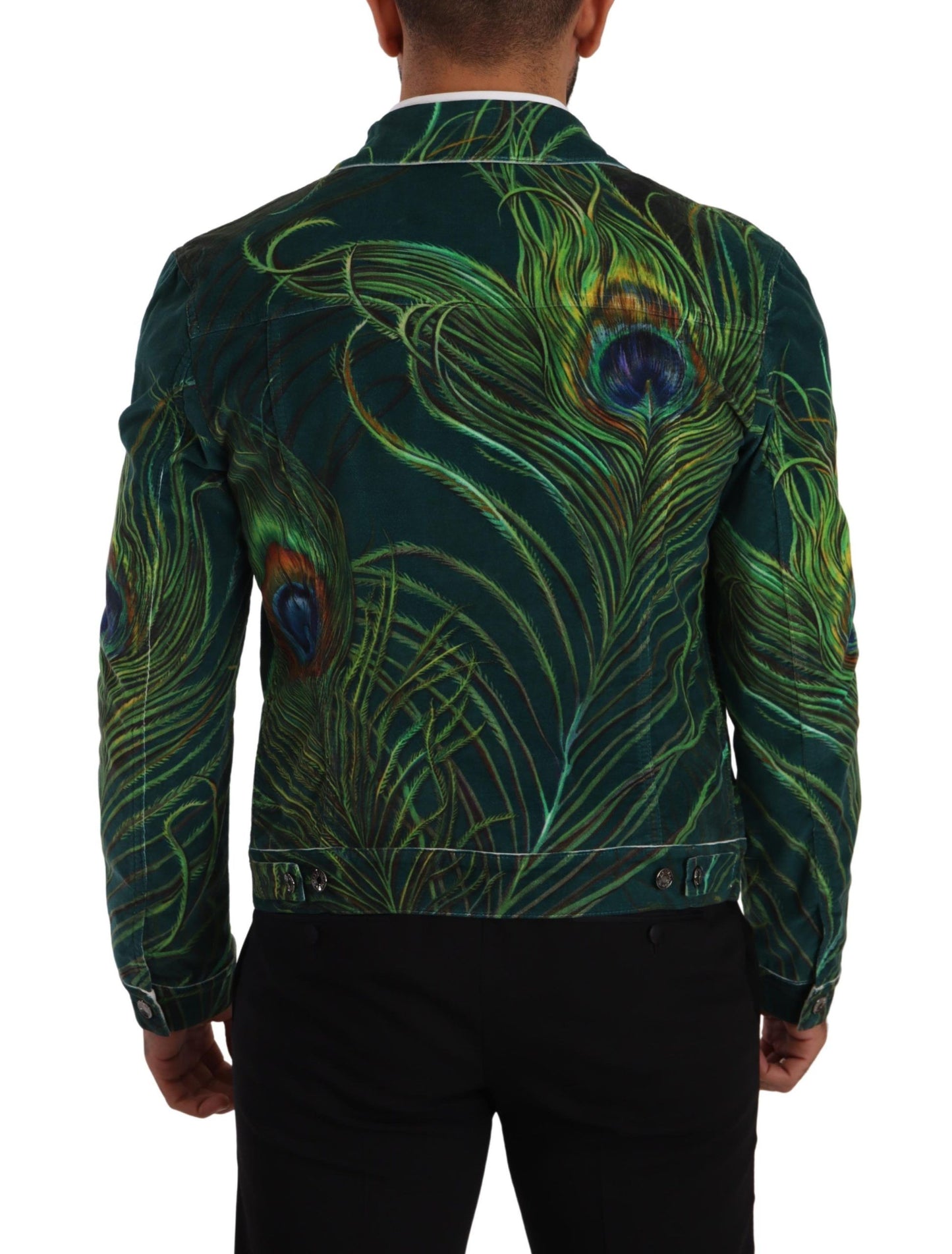Elegant Peacock Print Short Jacket