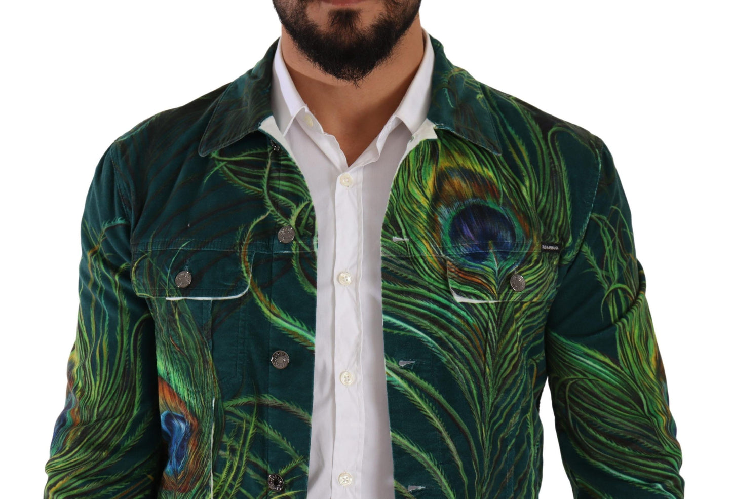 Elegant Peacock Print Short Jacket
