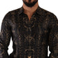 Elegant Slim Fit Silk Crown Print Shirt