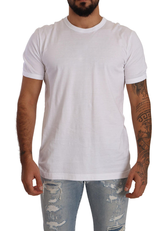 Elegant White Cotton Crewneck Tee