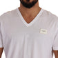 Elegant White V-Neck Cotton T-Shirt
