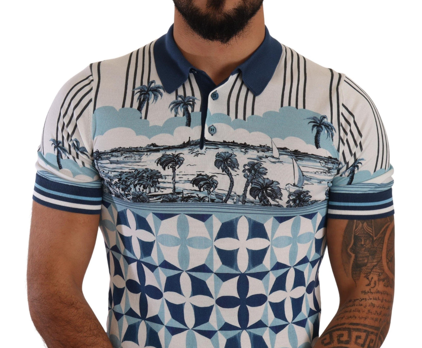 Elegant Silk Blend Polo T-Shirt in GIO PONTI Print