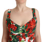 Elegant Red Floral Midi Bodycon Dress
