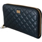 Elegant Blue Leather Continental Wallet