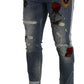 Elegant Slim-Fit Tattered Denim Jeans