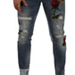 Elegant Slim-Fit Tattered Denim Jeans