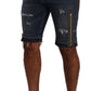 Elegant Dark Blue Denim Shorts for Men