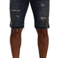Elegant Dark Blue Denim Shorts for Men
