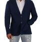 Navy Blue Check Single Breasted Blazer