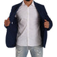 Navy Blue Check Single Breasted Blazer