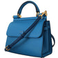 Elegant Blue Leather Sicily Shoulder Bag