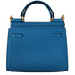 Elegant Blue Leather Sicily Shoulder Bag