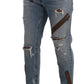 Chic Light Blue Distressed Denim Jeans