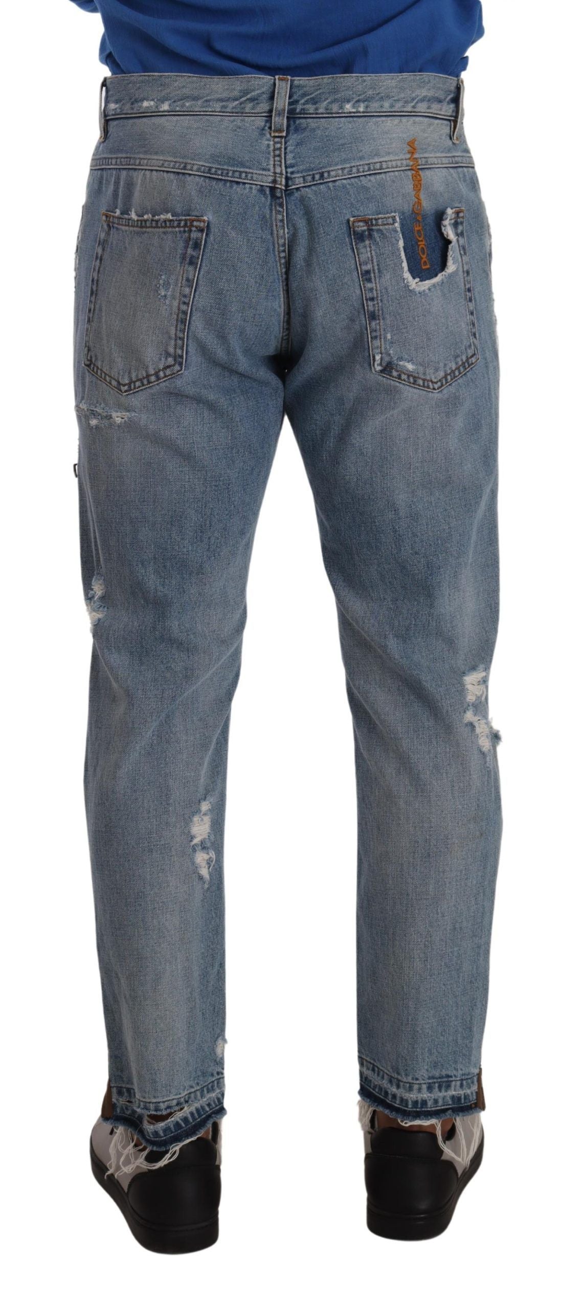 Chic Light Blue Distressed Denim Jeans