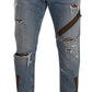 Chic Light Blue Distressed Denim Jeans
