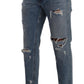 Elegant Light Blue Loose Cotton Jeans