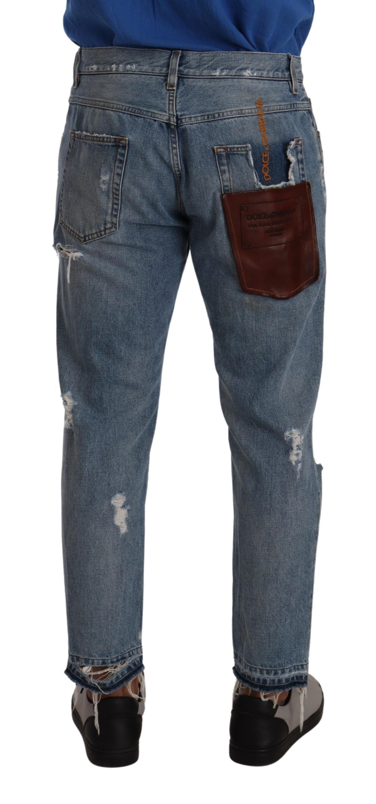 Elegant Light Blue Loose Cotton Jeans