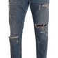 Elegant Light Blue Loose Cotton Jeans