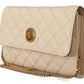 Elegant White Nappa Leather Evening Shoulder Bag