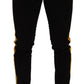Slim Fit Black Denim Jeans with Yellow Stripe