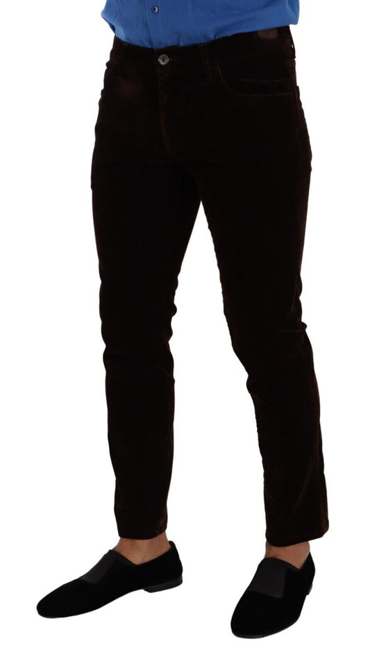 Bordeaux Velvet Slim Fit Skinny Jeans