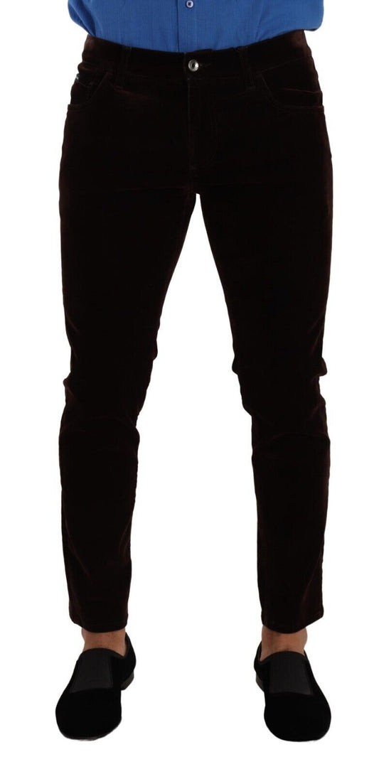 Bordeaux Velvet Slim Fit Skinny Jeans