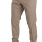 Elegant Beige Cotton Blend Dress Pants