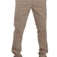 Elegant Beige Cotton Blend Dress Pants