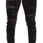 Chic Gray Distressed Slim Fit Denim