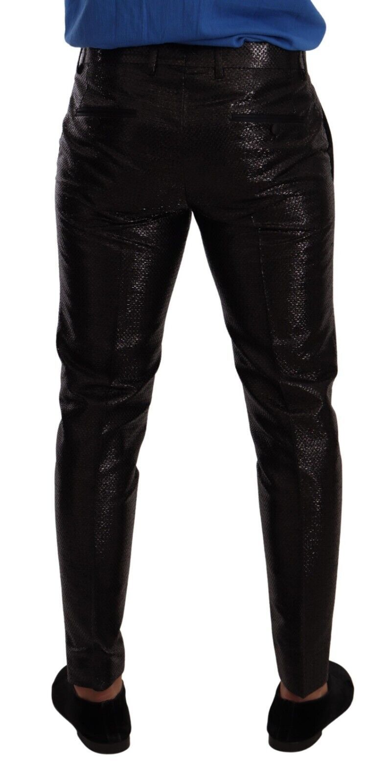 Metallic Black Slim Fit Dress Pants