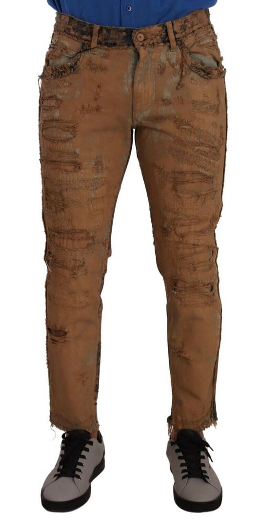 Chic Slim Fit Brown Denim Jeans