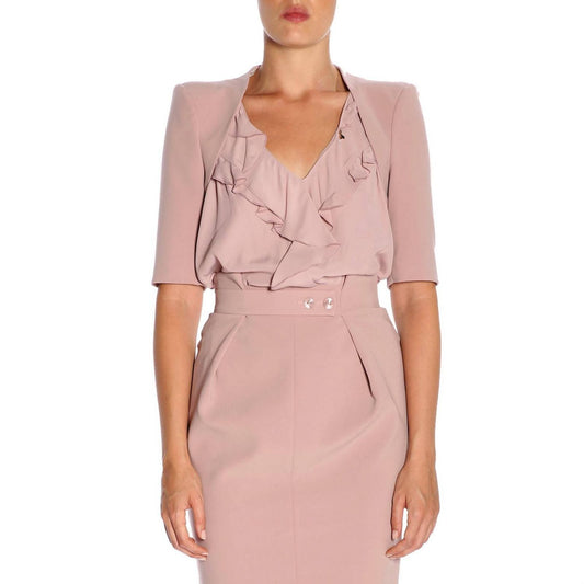 Pink Polyester Women Blazer