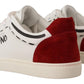 Chic White Sneakers with Red Detailing
