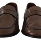 Elegant Brown Leather Loafers for Men