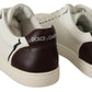 Italian Casual Leather Sneakers in White & Bordeaux