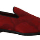 Elegant Red Silk-Blend Loafers