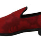 Elegant Red Silk-Blend Loafers