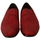 Elegant Red Silk-Blend Loafers