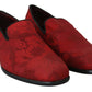 Elegant Red Silk-Blend Loafers